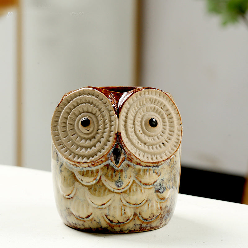 Ceramics Owl Flowerpots/ Pen Holders