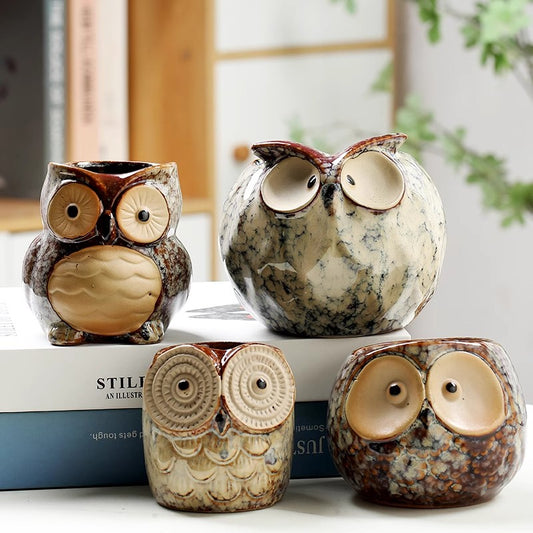 Ceramics Owl Flowerpots/ Pen Holders