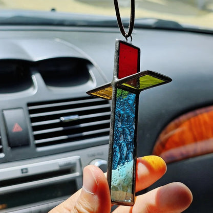 Rainbow Crucifix Glass Art