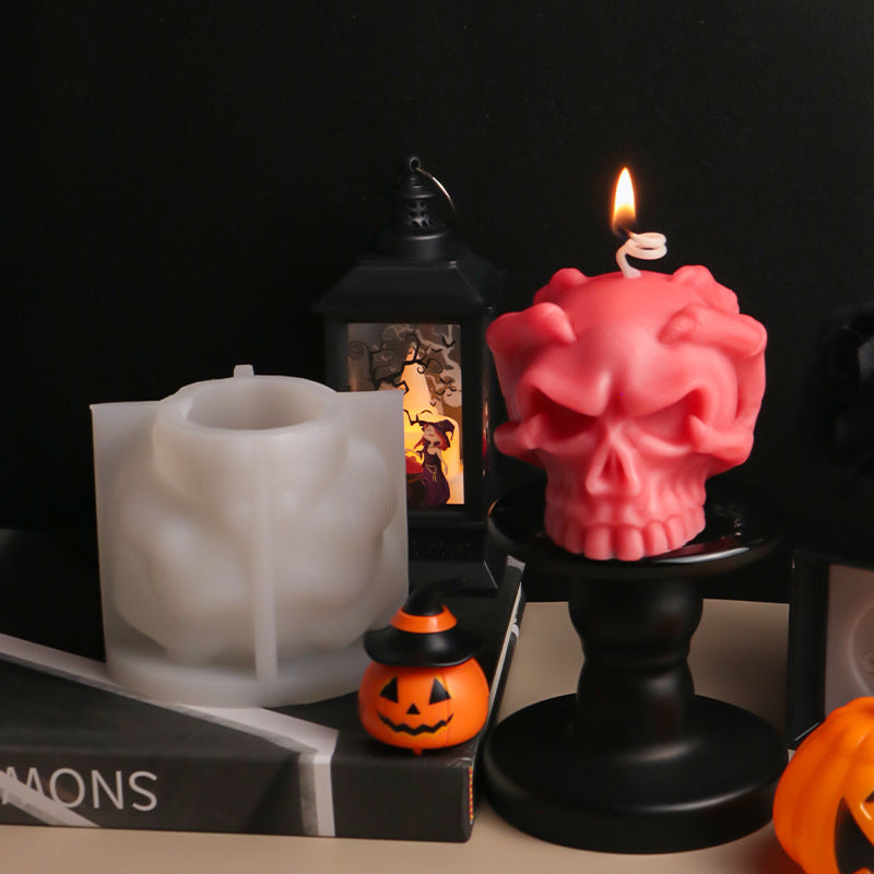 Halloween 3D Devil Skull DIY Candle Mold (2pcs)