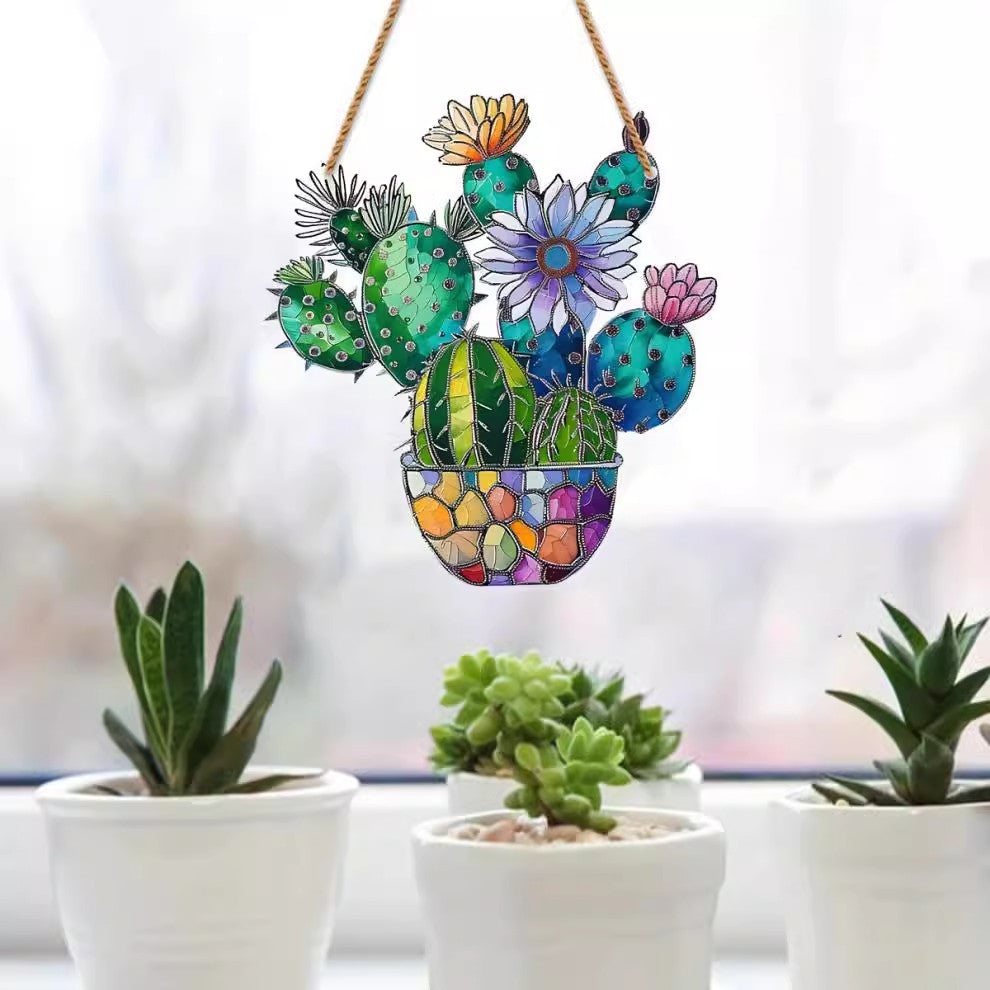 🌼Potted Plant Colorful Window Decor