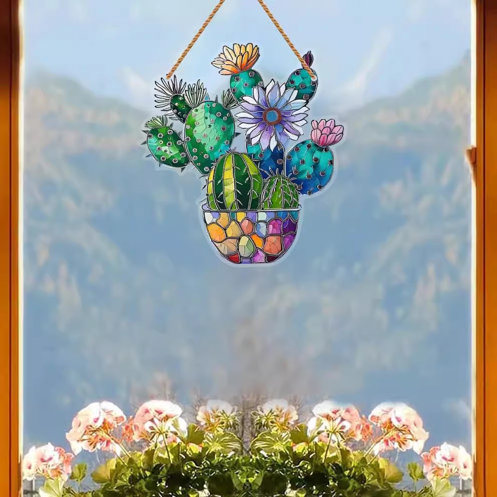 🌼Potted Plant Colorful Window Decor