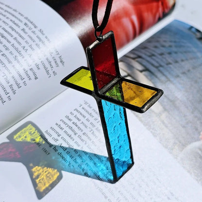 Rainbow Crucifix Glass Art