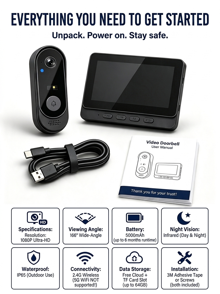 【24h Monitoring】GuardianShield Military-Grade AI Voice-Changer Doorbell - Lifetime Subscription-Free Cloud Storage 🛡️