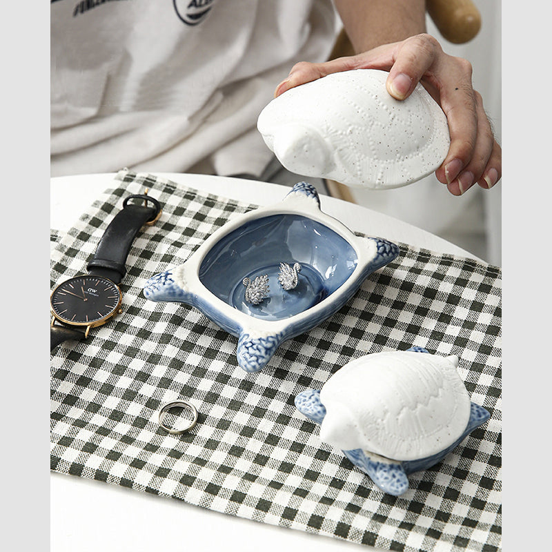Sea/Navy Theme Ceramics Tray Box White & Blue