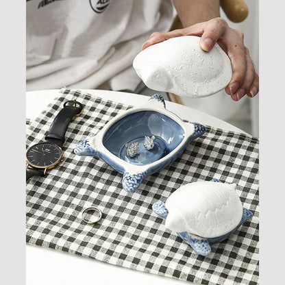 Sea/Navy Theme Ceramics Tray Box White & Blue