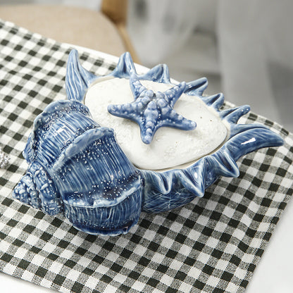 Sea/Navy Theme Ceramics Tray Box White & Blue