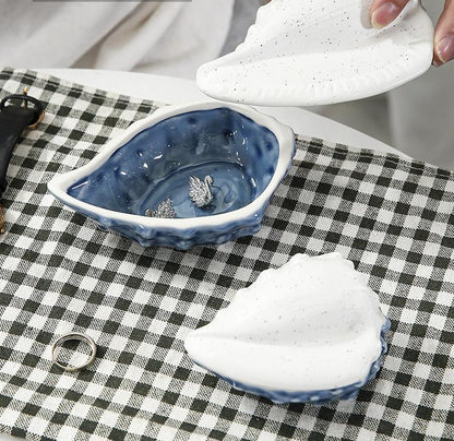Sea/Navy Theme Ceramics Tray Box White & Blue