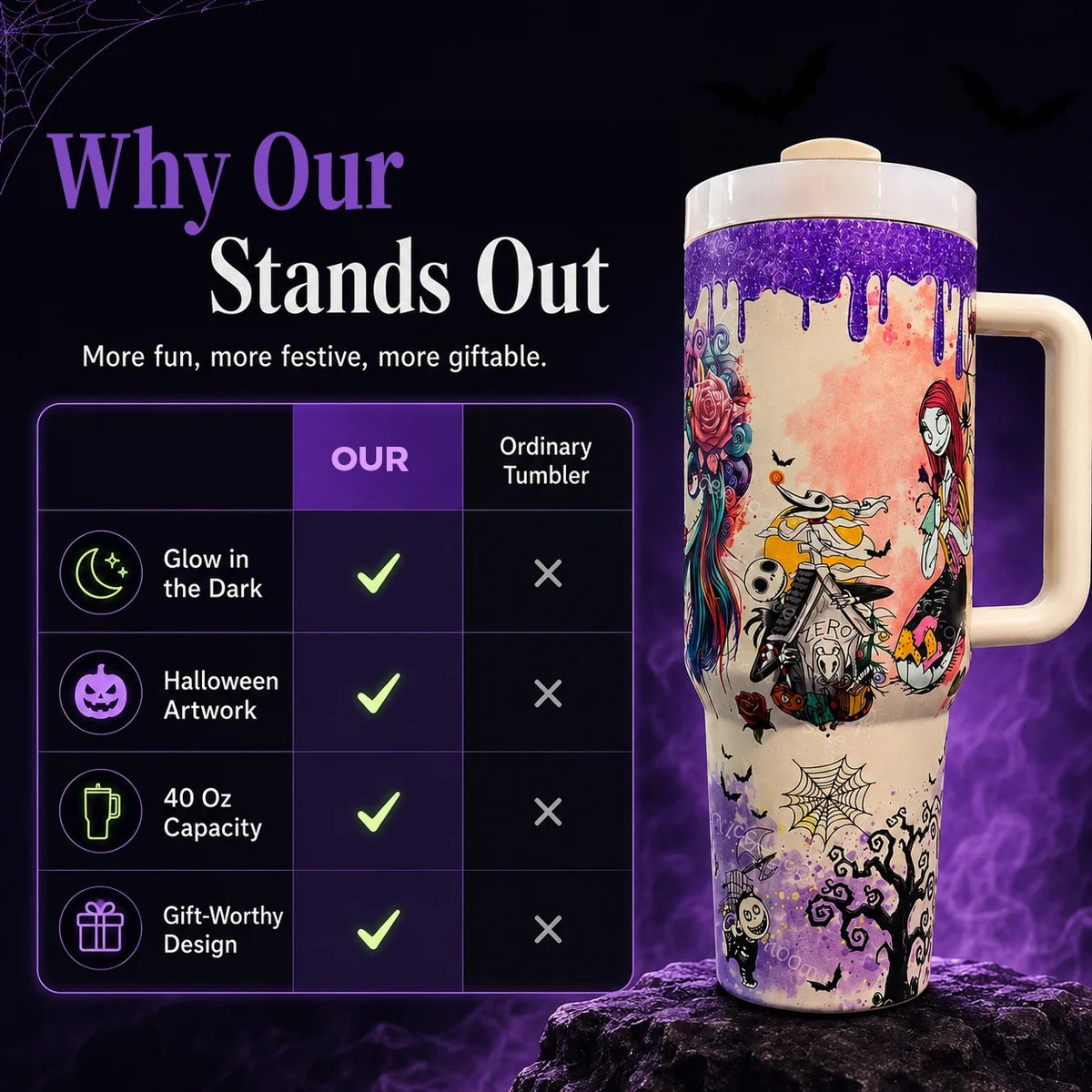 💀✨ Glow-In-The-Dark Skeleton Tumbler