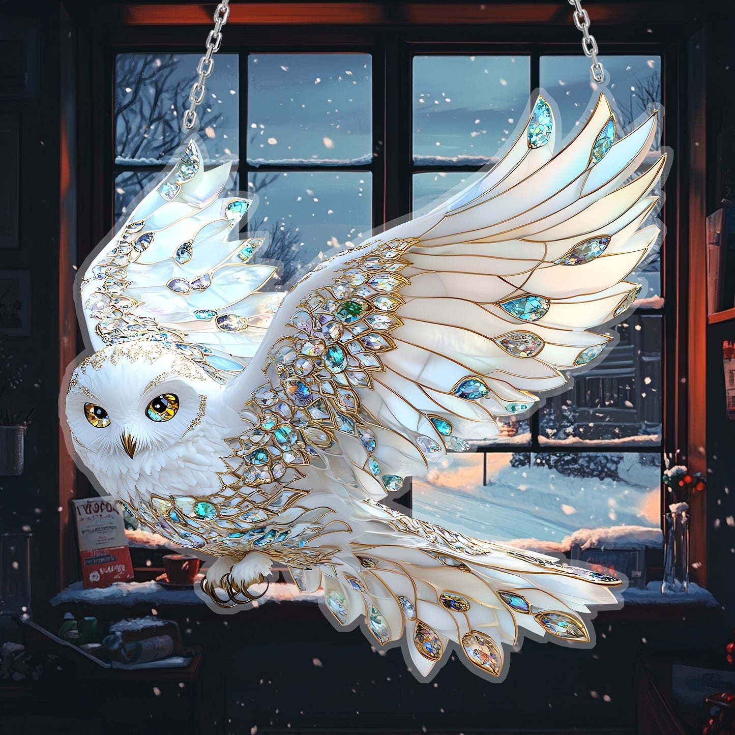 💎White Diamond Owl Window Hanging Suncatchers