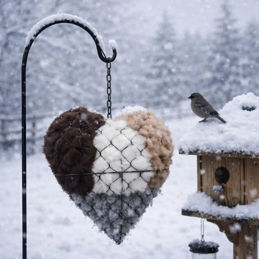 🐦🏡Handmade Natural Alpaca Fiber Bird Nesting Heart