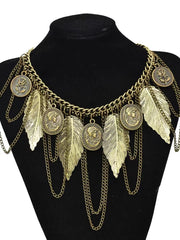 Golden/Silver Metal Leaf Chain Necklace Choker