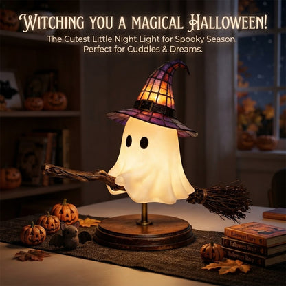🔥🎃Last Day 50% Off - 👻Cute Ghost On Broomstick Lamp