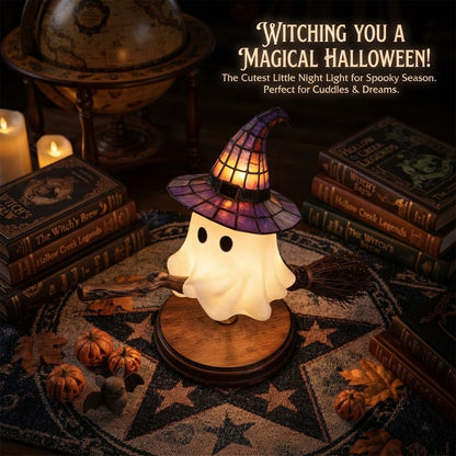 🔥🎃Last Day 50% Off - 👻Cute Ghost On Broomstick Lamp