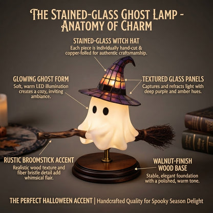 🔥🎃Last Day 50% Off - 👻Cute Ghost On Broomstick Lamp