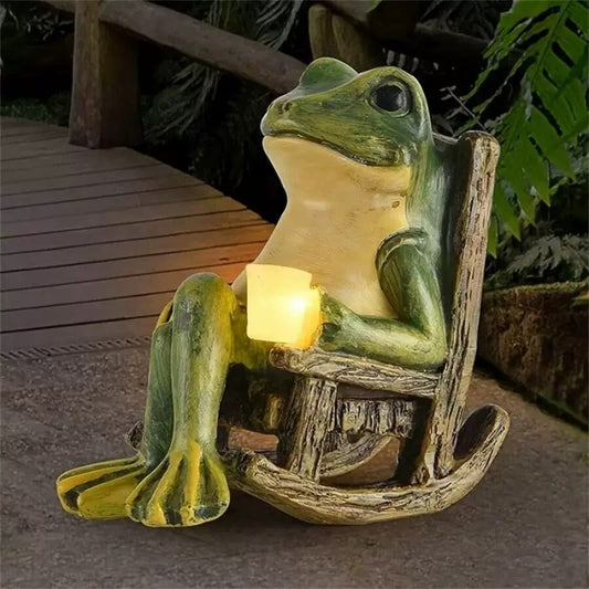 🐸Solar Frog Rocking Chair Ornament💡