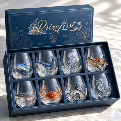 🌊 Artisanal 3D Ocean Life Glass – A Tiny Underwater World in Every Sip ✨