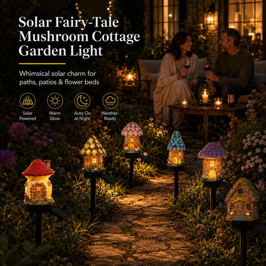 🔥Last Day: 60% OFF-🍄Solar Fairy Tale Mushroom Cottage Garden Light – Whimsical Warm Glow for Paths, Patios & Flower Beds🌙