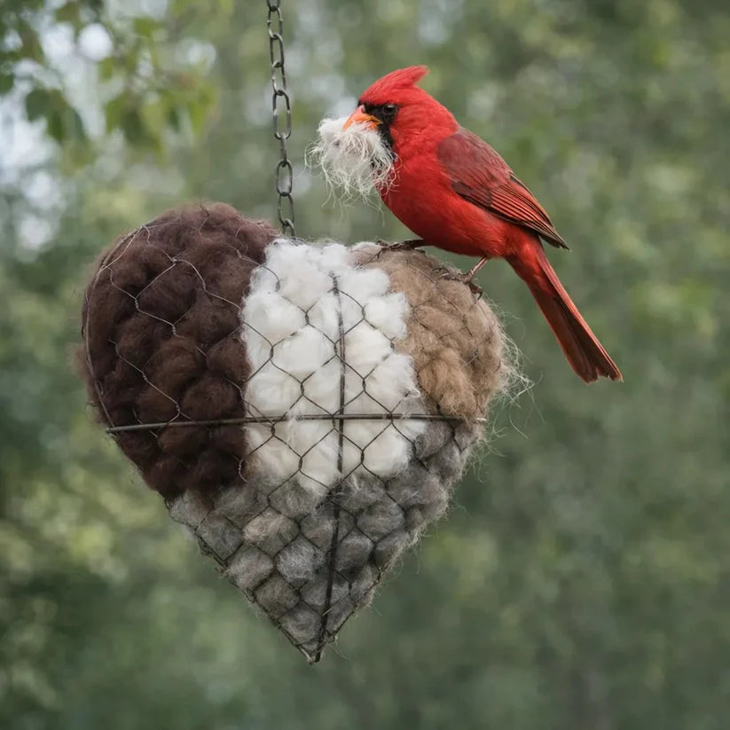 🐦🏡Handmade Natural Alpaca Fiber Bird Nesting Heart