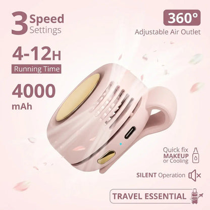 🔥Summer Sale - Portable Silent Mini Bladeless Electric Fan with Rotating Body and Three-Speed Adjustable Silent Cooling Fan