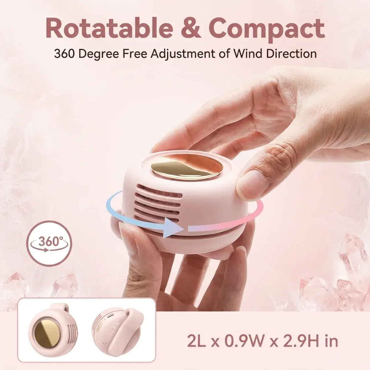 🔥Summer Sale - Portable Silent Mini Bladeless Electric Fan with Rotating Body and Three-Speed Adjustable Silent Cooling Fan