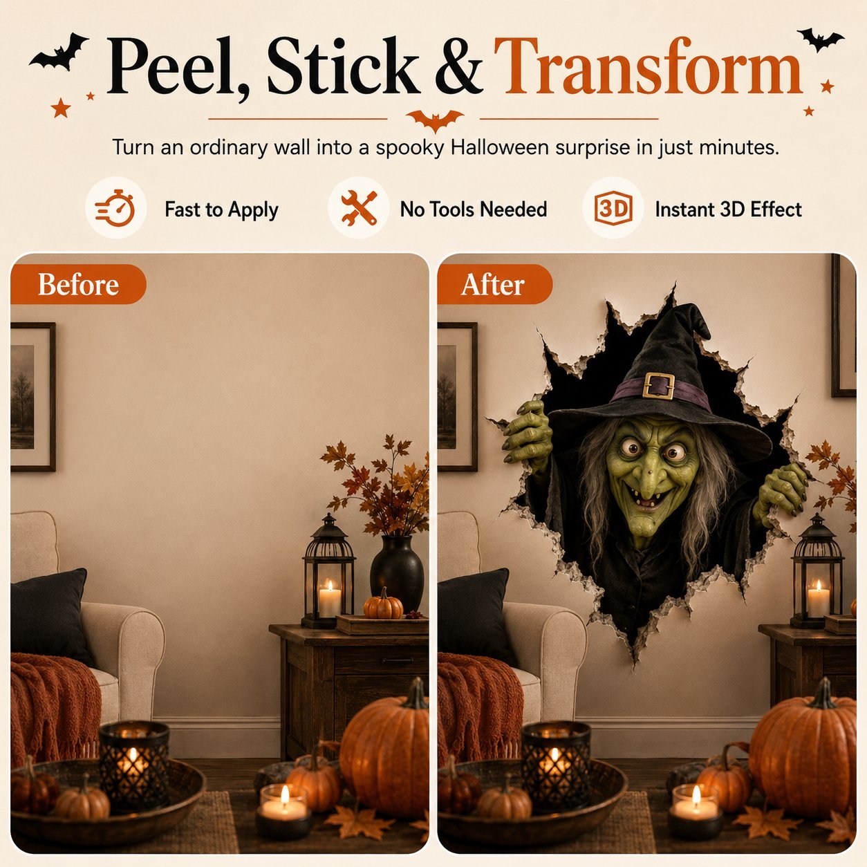 🔥 Last Day 60% OFF - 🎃👻Halloween Break-In 3D Wall Decals