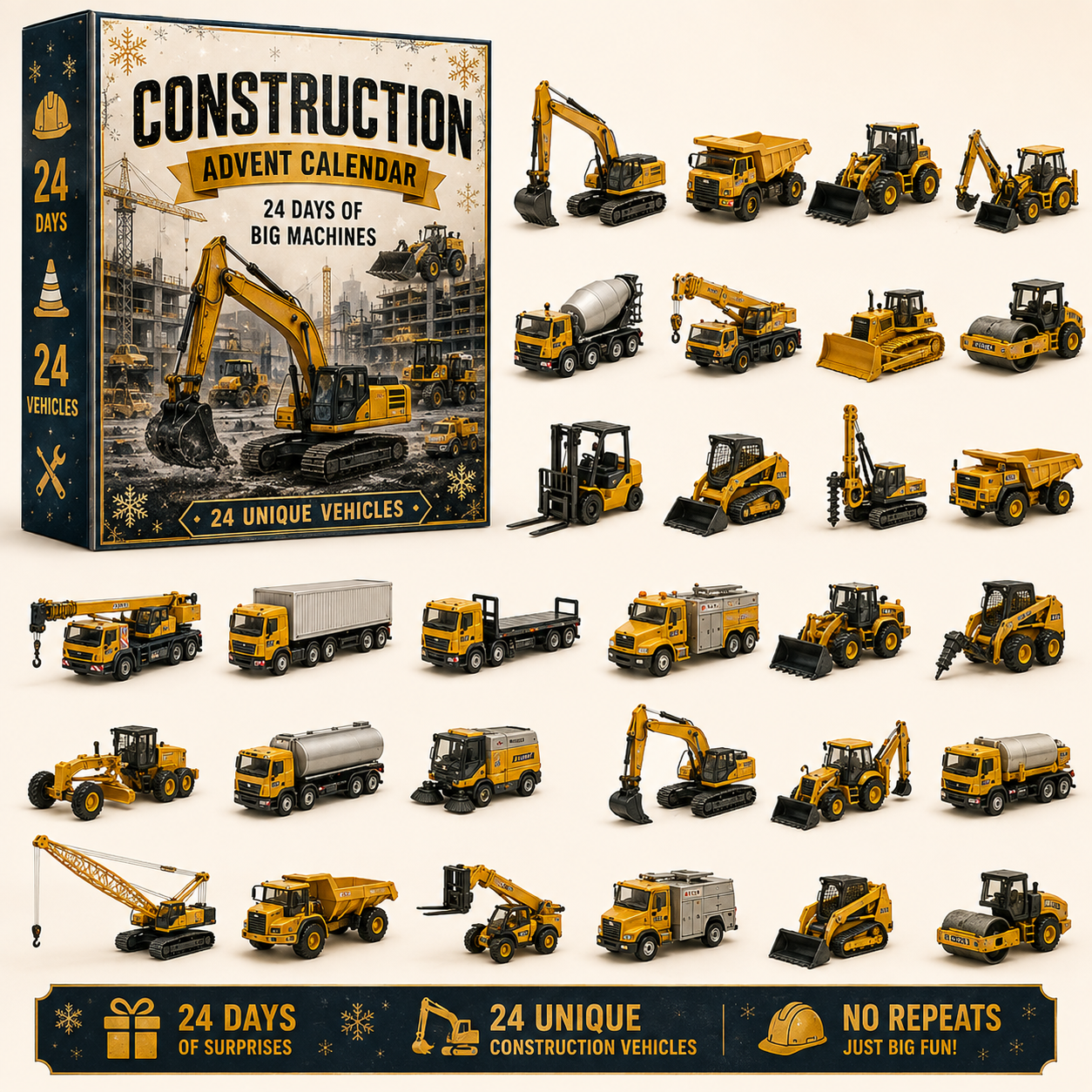 🚜Build the Fleet Collection 24-Day Vehicle Advent Calendar Series |✨A New Adventure Every Morning