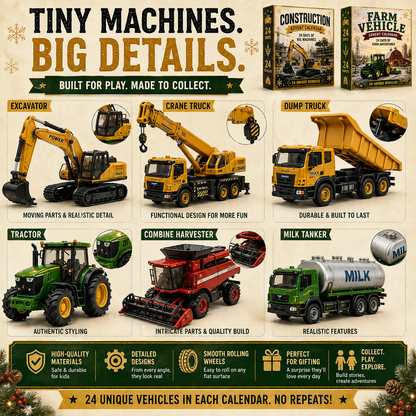 🚜Build the Fleet Collection 24-Day Vehicle Advent Calendar Series |✨A New Adventure Every Morning