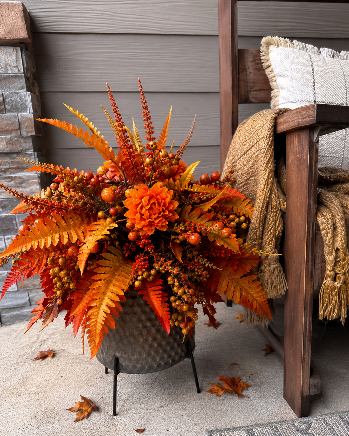 🍂Autumn Harvest Floral Garden Stake Arrangement