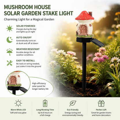 🔥Last Day: 60% OFF-🍄Solar Fairy Tale Mushroom Cottage Garden Light – Whimsical Warm Glow for Paths, Patios & Flower Beds🌙