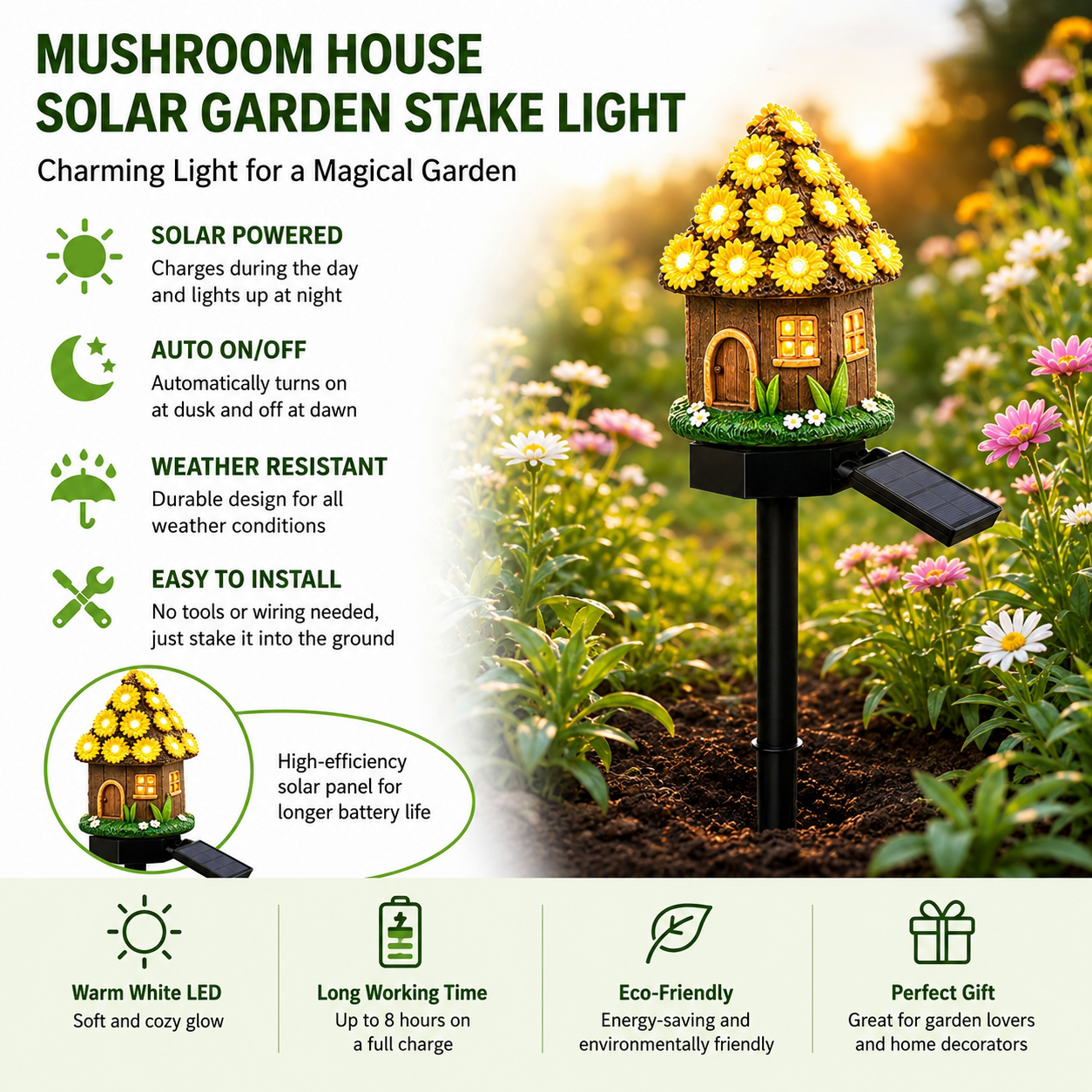 🔥Last Day: 60% OFF-🍄Solar Fairy Tale Mushroom Cottage Garden Light – Whimsical Warm Glow for Paths, Patios & Flower Beds🌙