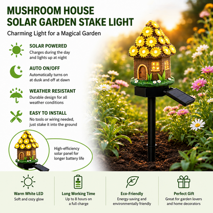 🔥Last Day: 60% OFF-🍄Solar Fairy Tale Mushroom Cottage Garden Light – Whimsical Warm Glow for Paths, Patios & Flower Beds🌙