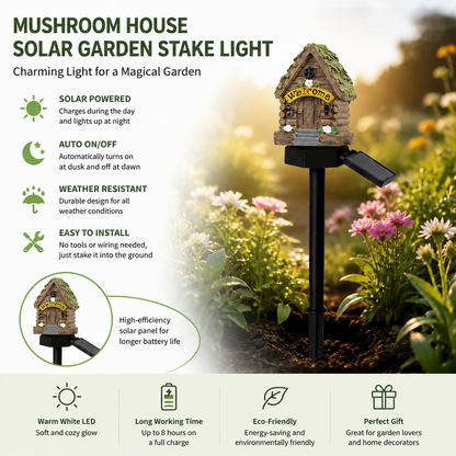 🔥Last Day: 60% OFF-🍄Solar Fairy Tale Mushroom Cottage Garden Light – Whimsical Warm Glow for Paths, Patios & Flower Beds🌙