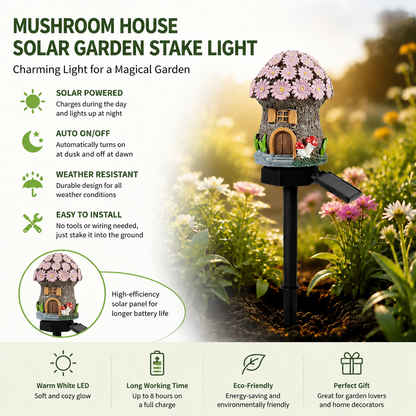 🔥Last Day: 60% OFF-🍄Solar Fairy Tale Mushroom Cottage Garden Light – Whimsical Warm Glow for Paths, Patios & Flower Beds🌙