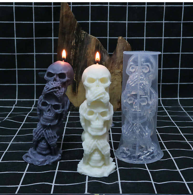 Halloween 3D Skull DIY Candle Mold (2pcs)