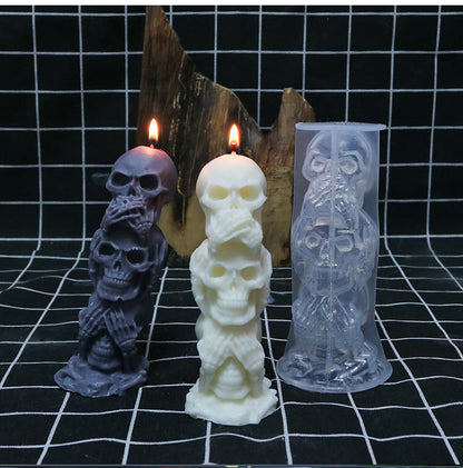 Halloween 3D Skull DIY Candle Mold (2pcs)