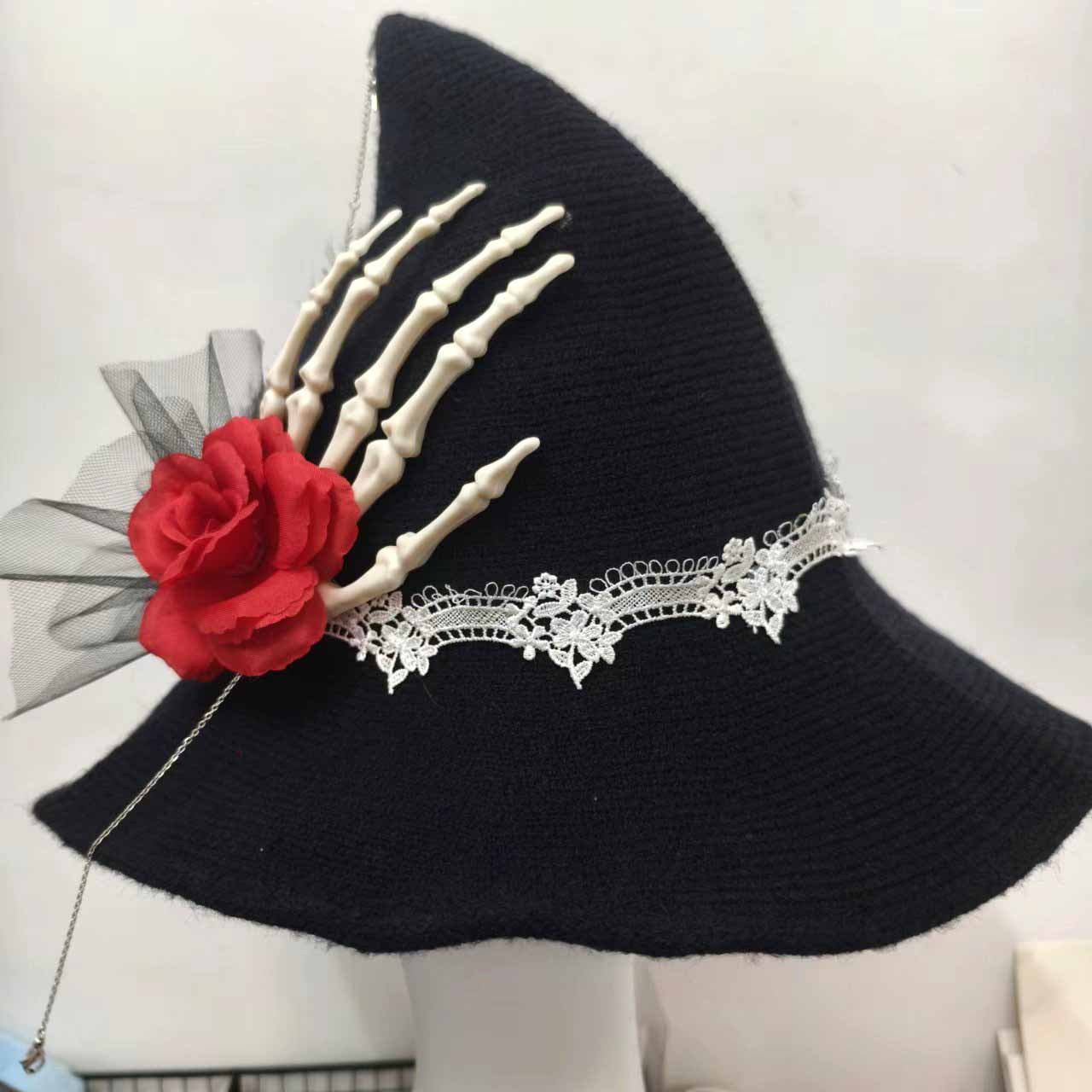 Rose and Skeleton Hand Halloween Hat