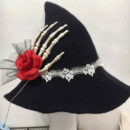 Rose and Skeleton Hand Halloween Hat