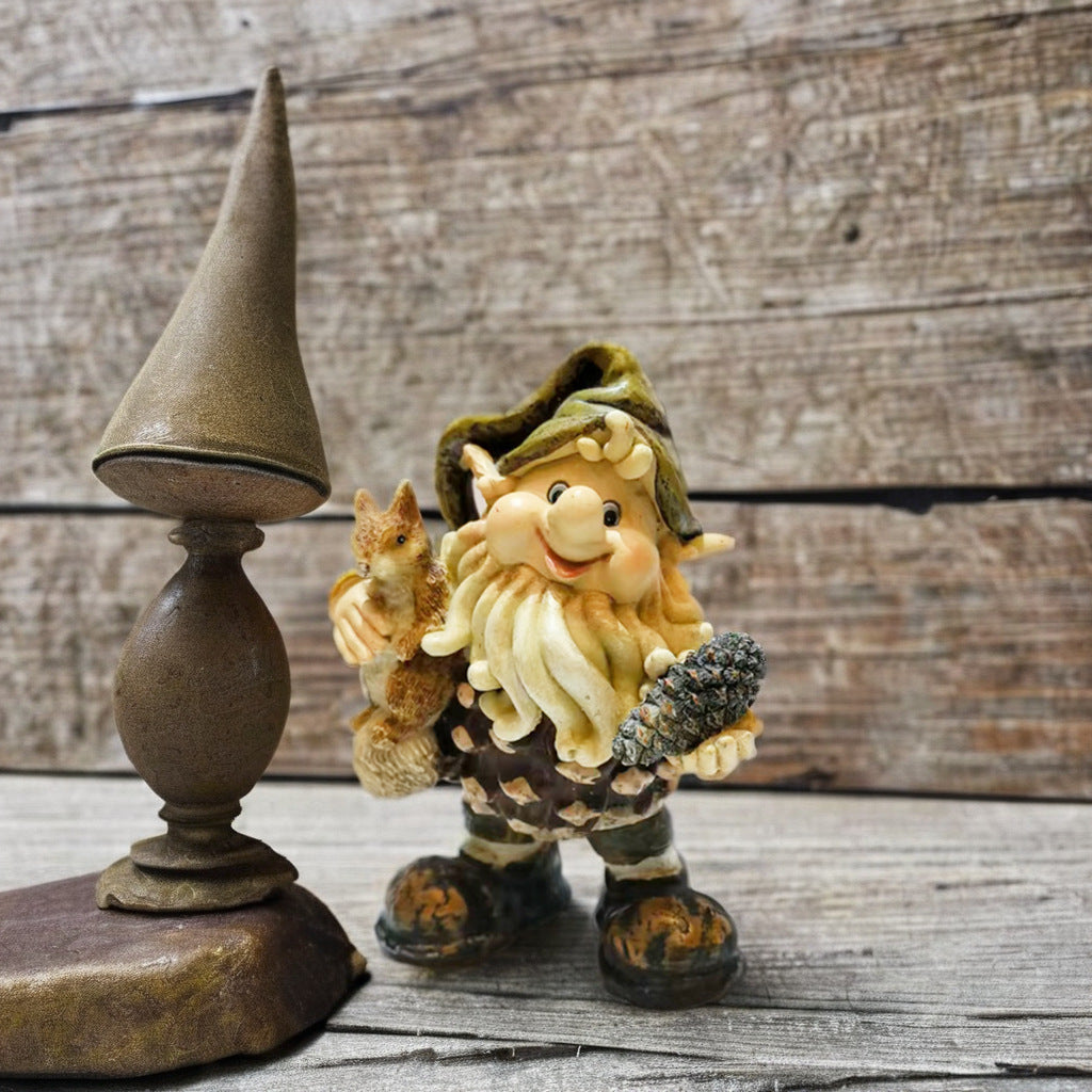 Green Hat Hedgehog Elf Figurine