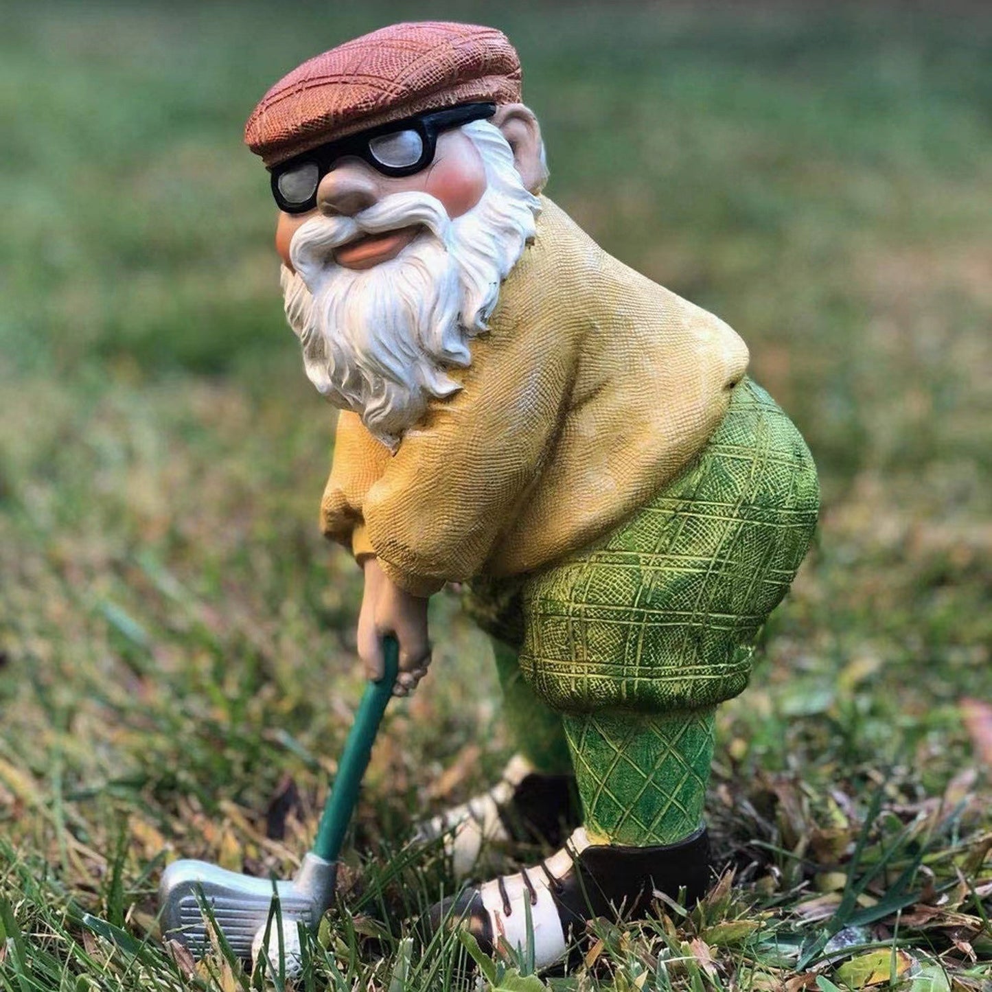 Golf Grandpa Figurine Garden Decor