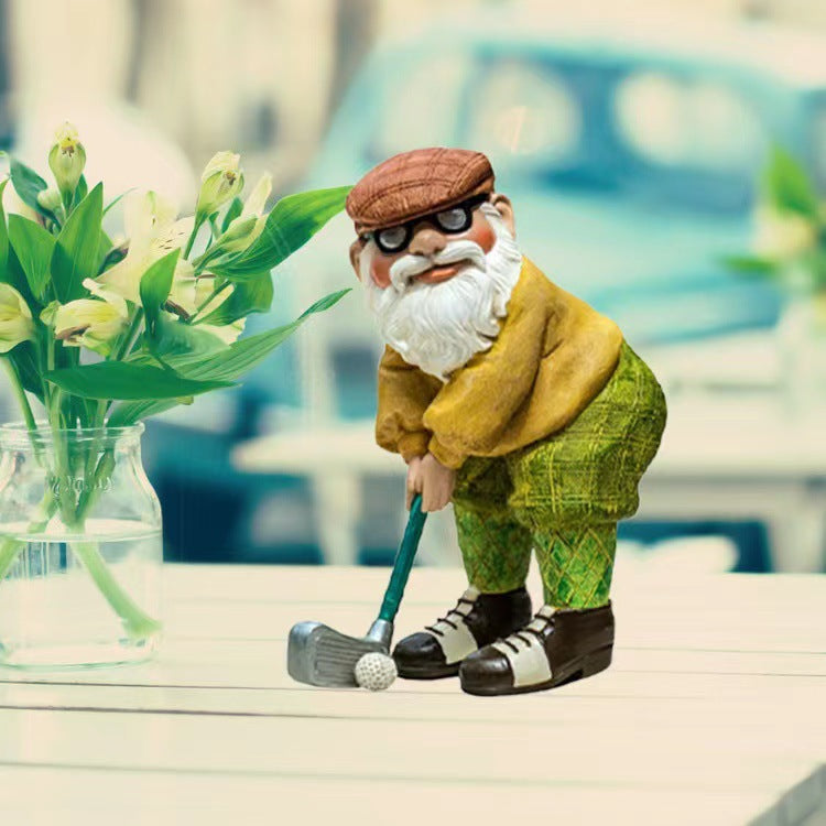 Golf Grandpa Figurine Garden Decor