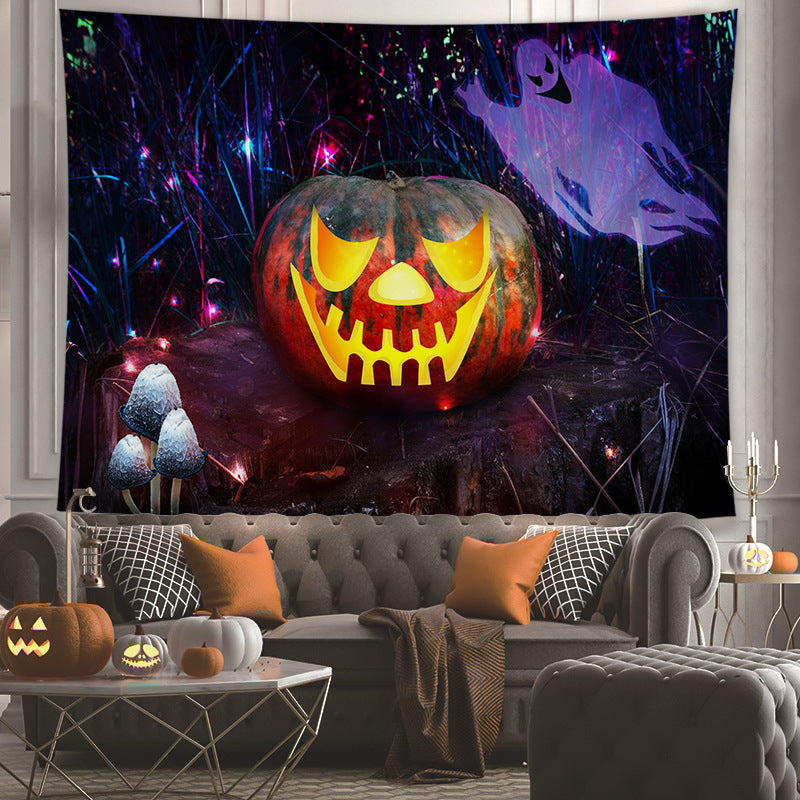 Halloween Fabric Background Hand Drawn Style (with string lights)