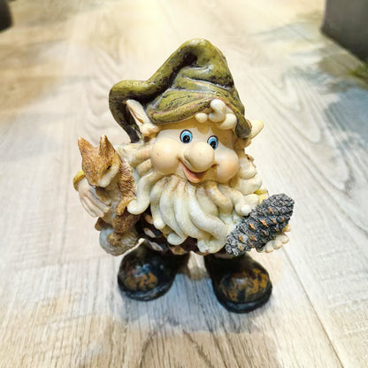 Green Hat Hedgehog Elf Figurine