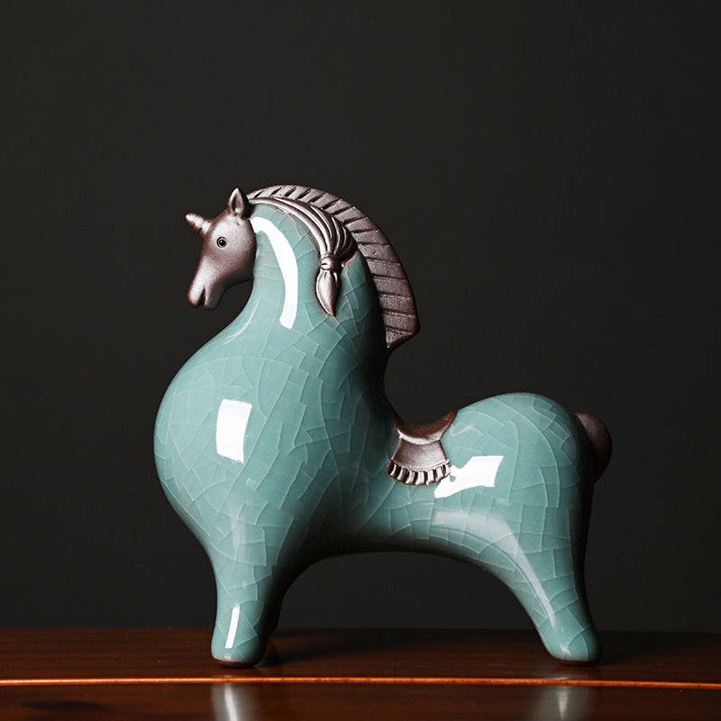 High-grade Ice Cracks Ceramic Horse Sculpture