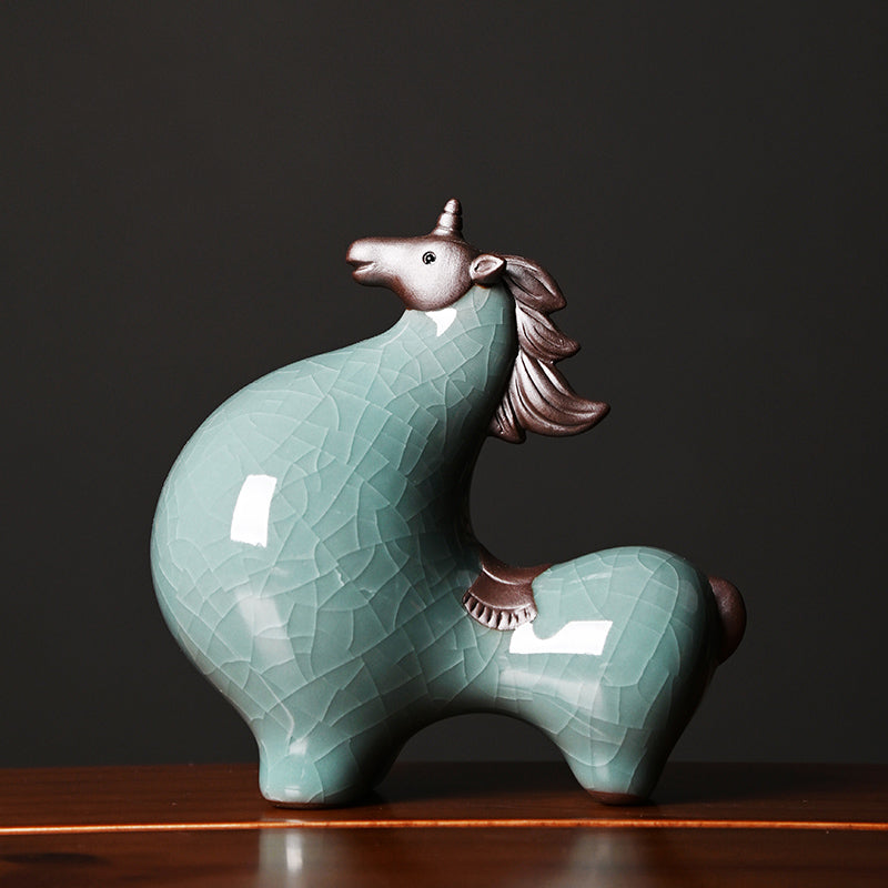 High-grade Ice Cracks Ceramic Horse Sculpture