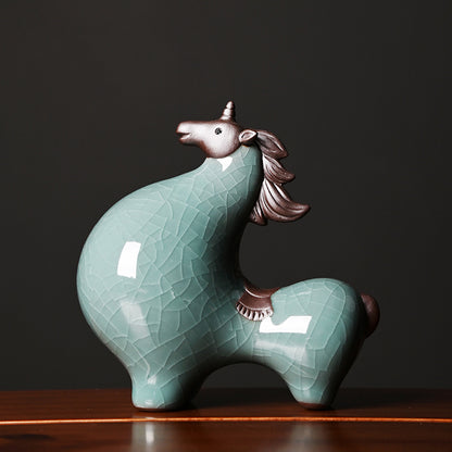 High-grade Ice Cracks Ceramic Horse Sculpture