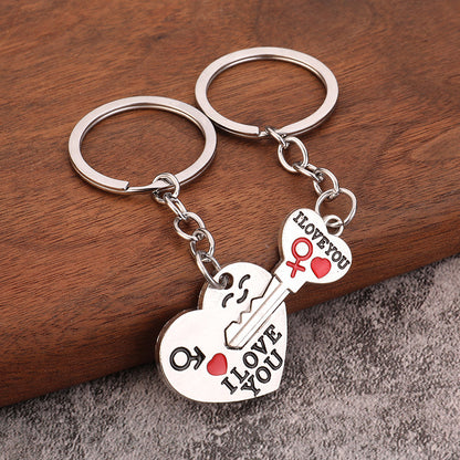 Unlock Your Heart Couple Keychain  Lovers' Token