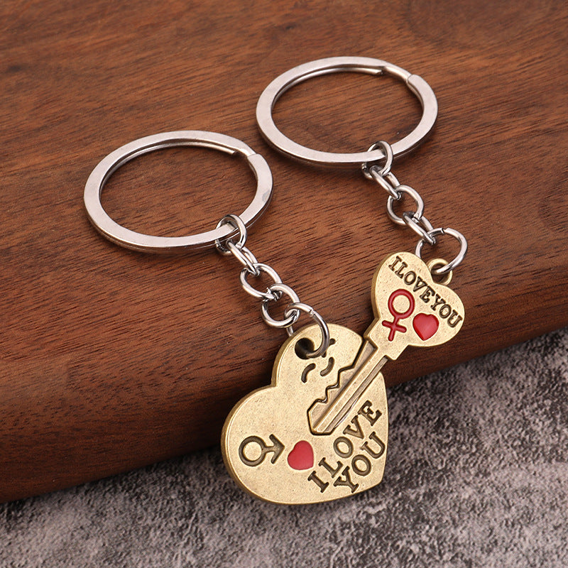 Unlock Your Heart Couple Keychain  Lovers' Token