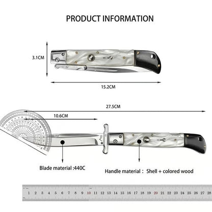 440C Stainless Steel Outdoor Folding Knife 4.1-Inch with Durable Shell Resin Handle🗡️
