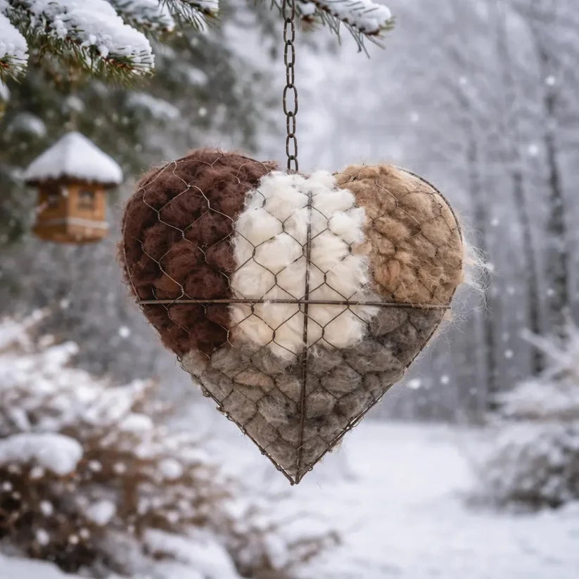 🐦🏡Handmade Natural Alpaca Fiber Bird Nesting Heart